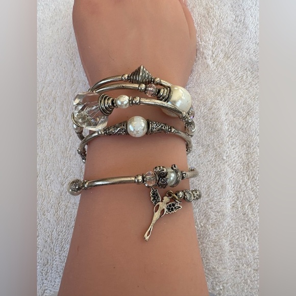 Boho Multi Strand Silver Tone Beaded Bracelet - Picture 13 of 14